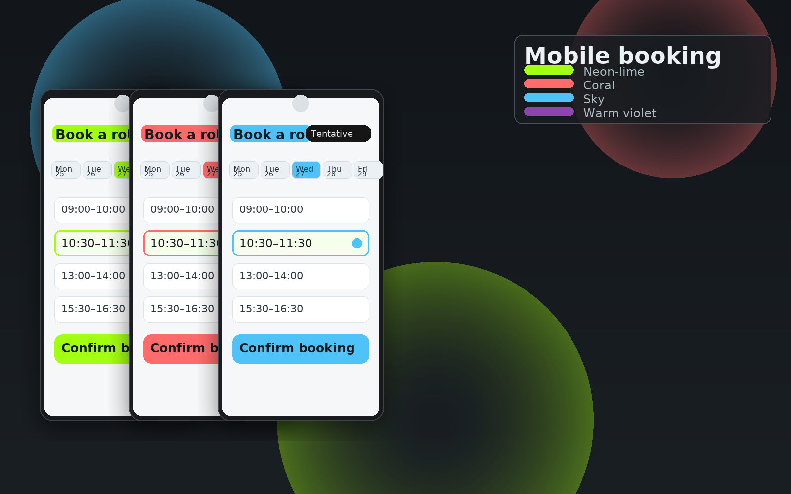 Mobile booking interface for rooms and desks